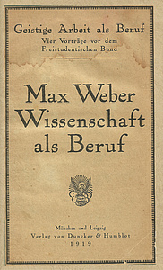 Titelblatt, Erstausgabe 1919; Max Weber-Arbeitsstelle München (siehe MWG I/17)
