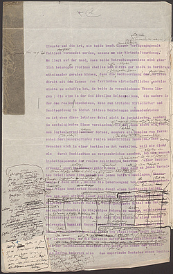 Page of Max Weber’s manuscript, chapter »Die Wirtschaft und die Ordnungen« aus Wirtschaft und Gesellschaft; edited in MWG I/22-3, p. 192-194 (Deponat Max Weber, BSB München, Ana 446)